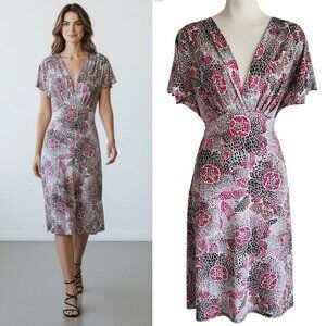 FUNHOUSE Figure Flattering Babydoll Surplice Midi Dress Y2K Style Sexy Classy L